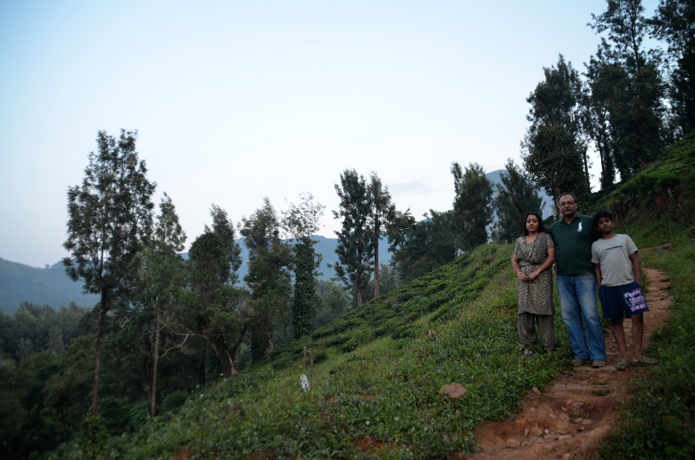 Harikrishnan Mohan with his family, owner of Heathfields estate in Gudalur